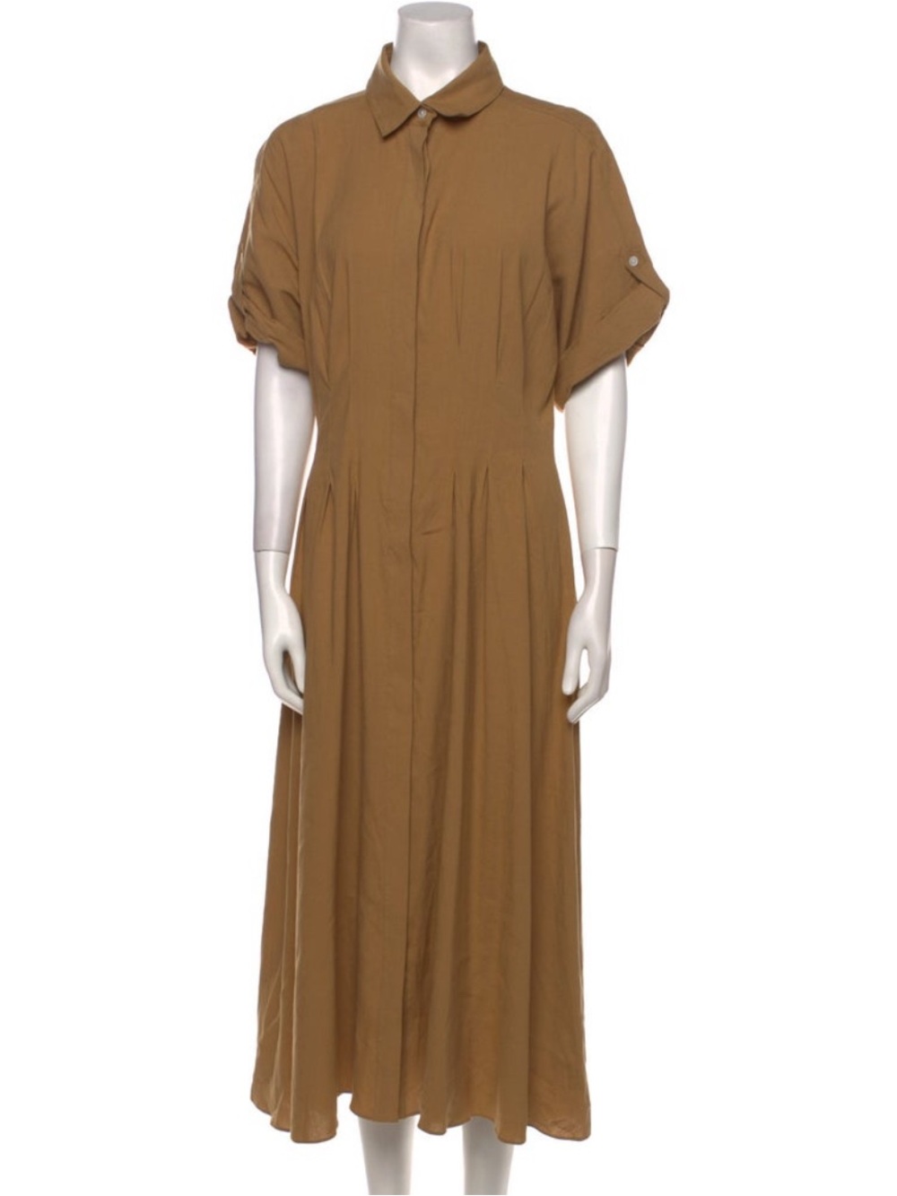 Veronica Beard Tan Collared Maxi Shirt Dress